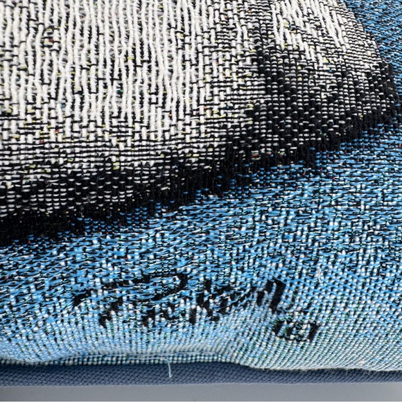 Linda Picken Tapestry Sofa Throw Blue Pillow White Bichon Dog Home Decor - Picture 4 of 8